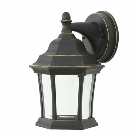 SPLASHOFFLASH Luxen Home Black/Gold Metal Outdoor Wall Sconce Light SP3266256